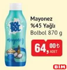 BOLBOL MAYONEZ %45 YAĞLI 870 G